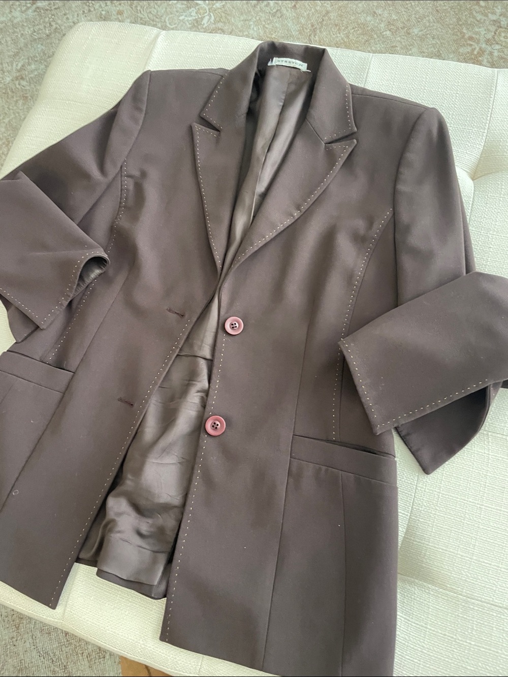 Ladies stretch Dark Brown Two-Button Blazer